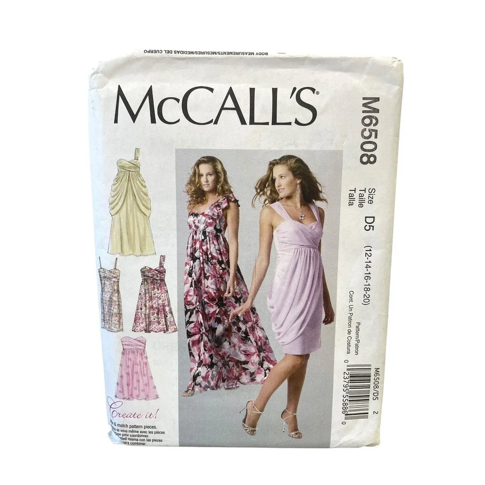McCall's Sewing Pattern Misses 12-20 M6508 Lined Draped Dresses